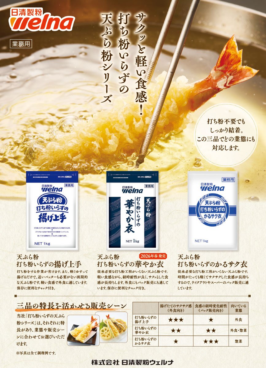 打ち粉いらずの天ぷら粉